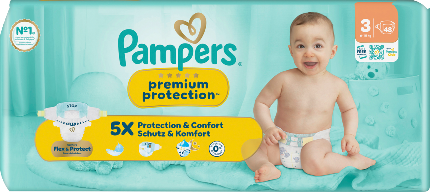 Pampers Premium Protection T3 Midi 6-10kg (48 pces) Sachet