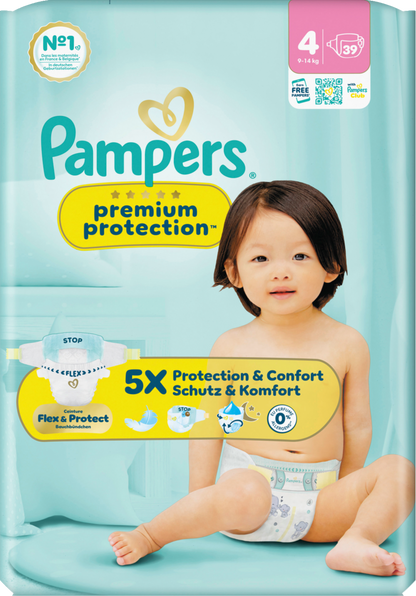 Pampers Premium Protection T4 Maxi 9-14kg (39 pces) Sachet