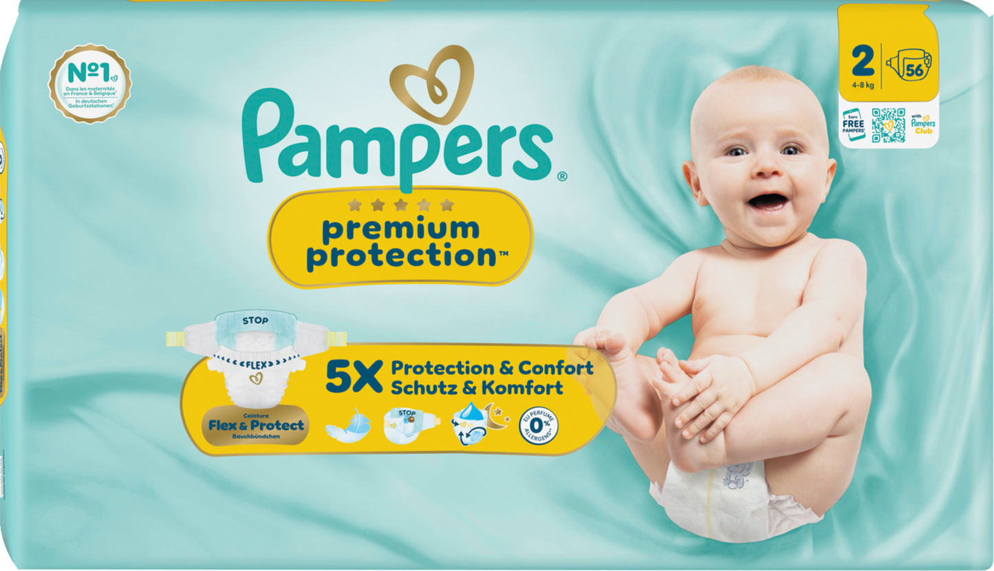 Pampers Premium Protection T2 Mini 4-8kg (56 pces) Sachet