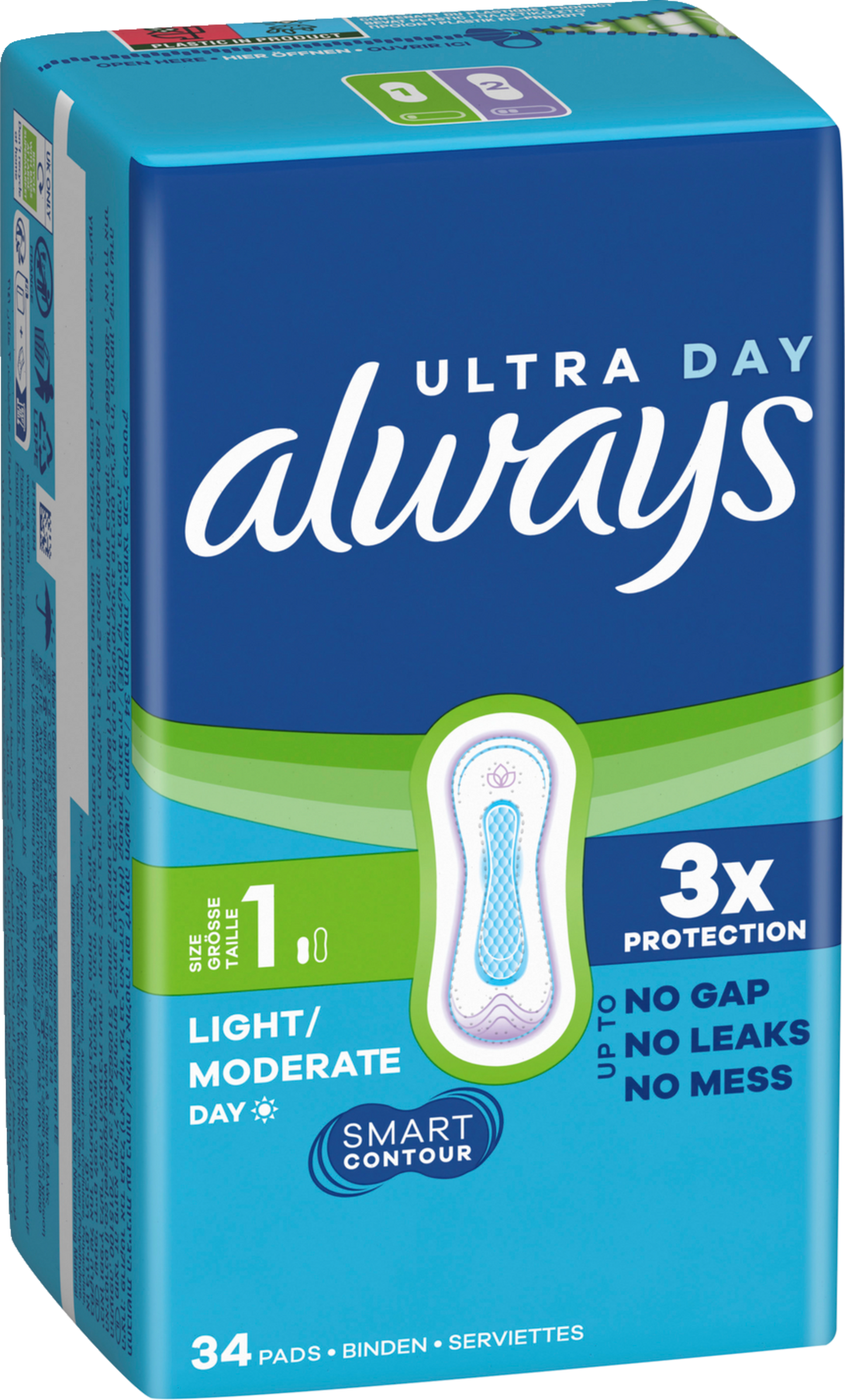 Always Ultra Normal Serviettes Hygiéniques Taille 1 (136 pces) Paquet mensuel