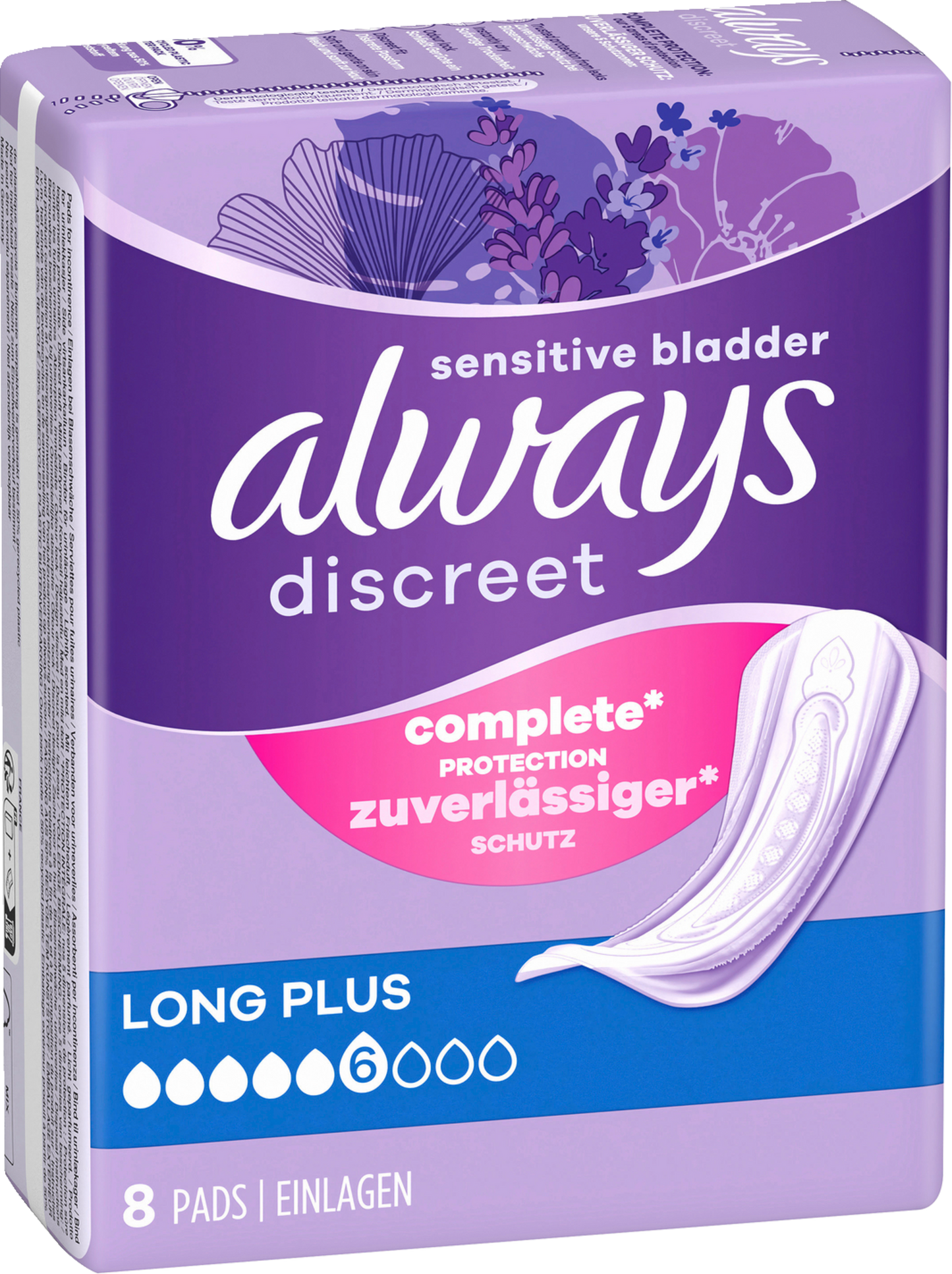 Always Discreet Protections Incontinence Long Plus (64 pcs) Paquet Mensuel