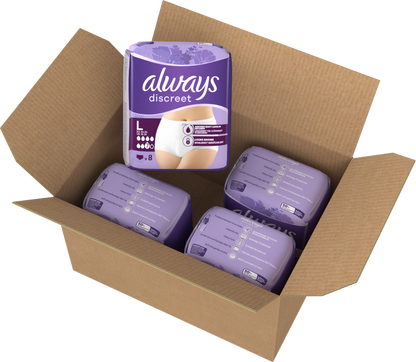 Always Discreet Plus Culottes d'incontinence TL (32 pcs) Paquet Mensuel