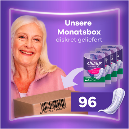 Always Discreet Protections Incontinence Normal (96 pcs) Paquet Mensuel