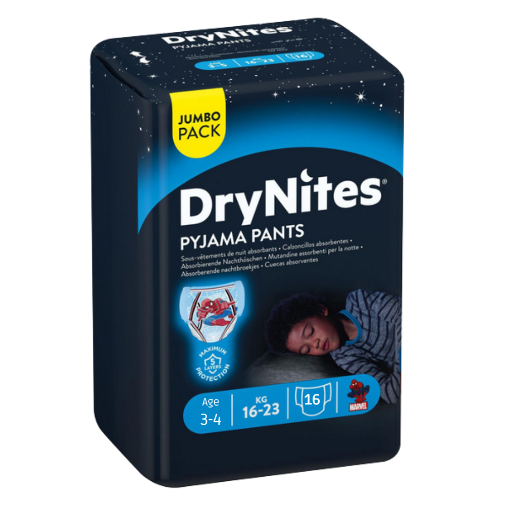 Huggies DryNites® culottes pour la nuit 3-4 ans (12-21 kg) garçon (4x16 pces) Jumbopack