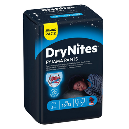 Huggies DryNites® culottes pour la nuit 3-4 ans (12-21 kg) garçon (4x16 pces) Jumbopack