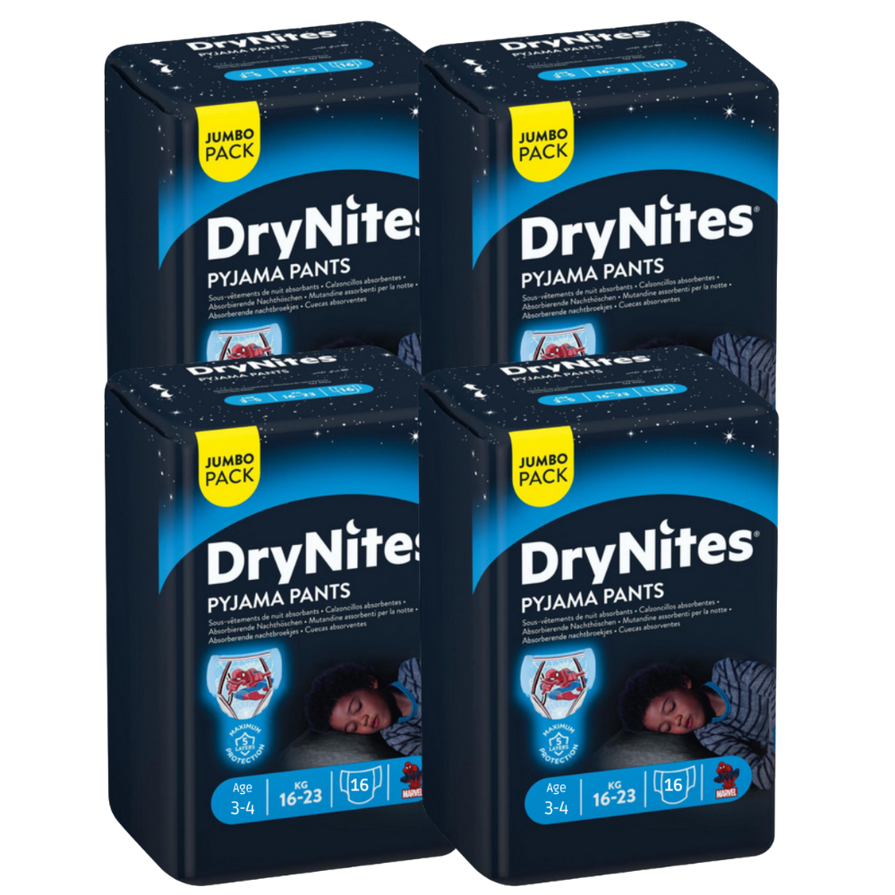 Huggies DryNites® culottes pour la nuit 3-4 ans (12-21 kg) garçon (4x16 pces) Jumbopack