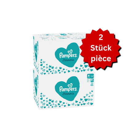 Pampers Harmonie T4 Maxi 9–14 kg (2x174 pièces) – PROMO : 2 boîtes mensuelles