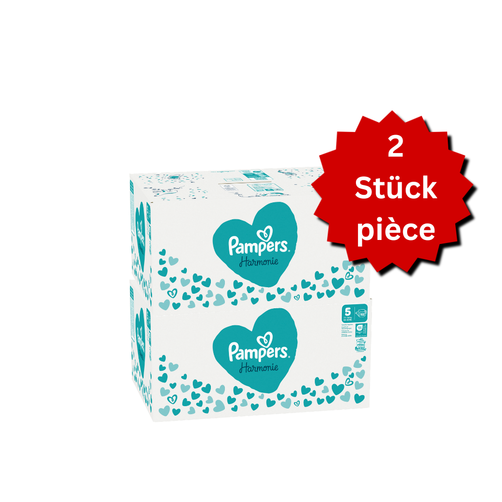 Pampers Harmonie T5 Junior 11–16 kg (2×152 pièces) – PROMO : 2 boîtes mensuelles