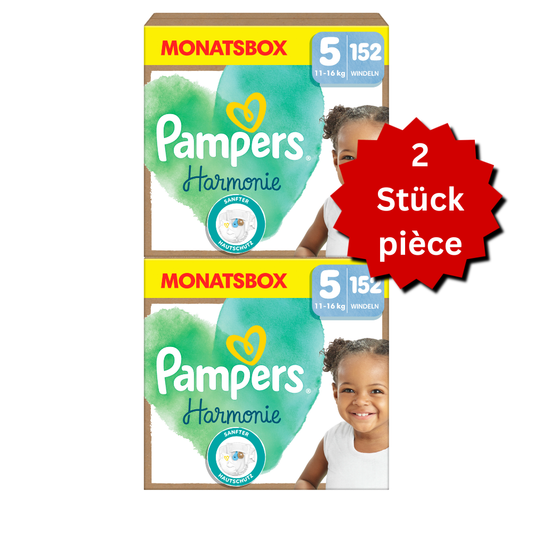 Pampers Harmonie T5 Junior 11–16 kg (2×152 pièces) – PROMO : 2 boîtes mensuelles