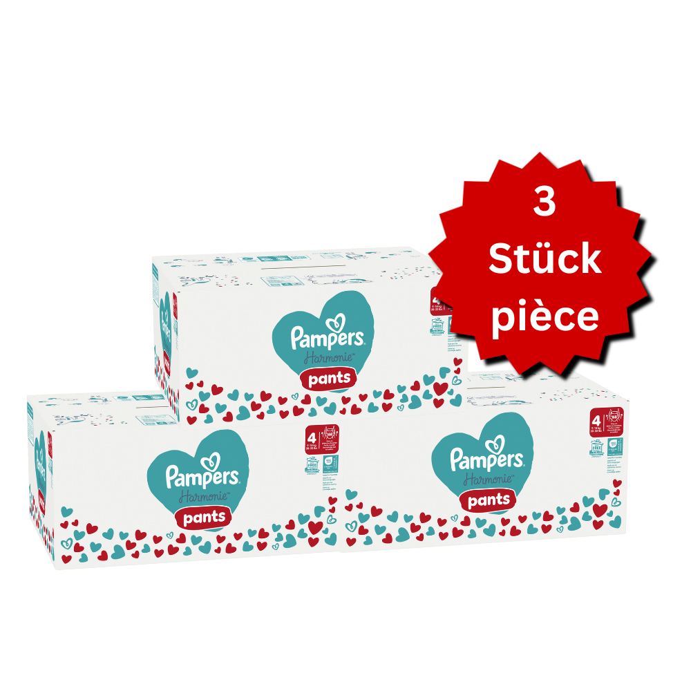 Pampers Harmonie Pants T4 Maxi 9-15kg (3x168 pièces) – PROMO : 3 boîtes mensuelles