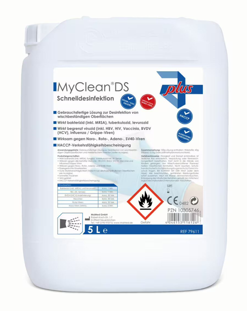 Kit de désinfection : Seau distributeur + Rouleaux de lingettes non tissées + Désinfection rapide MaiMed My Clean DS