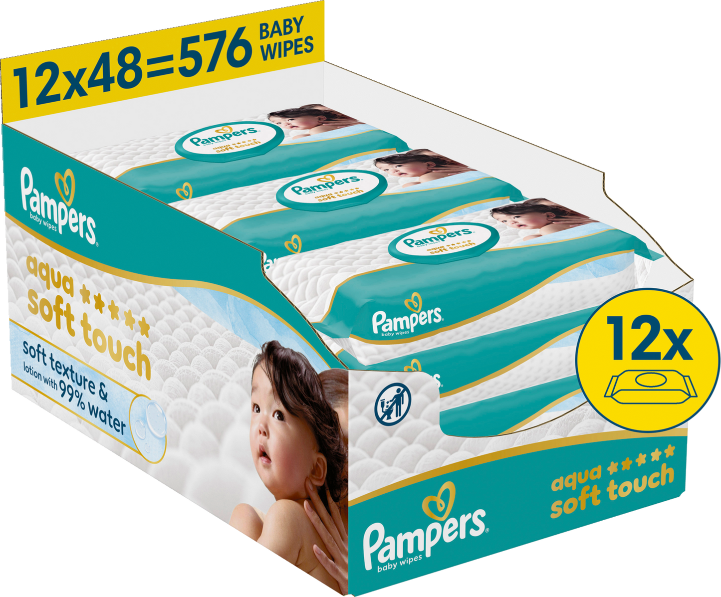 Pampers Aqua Soft Touch lingettes (12 x 48 pièces) carton