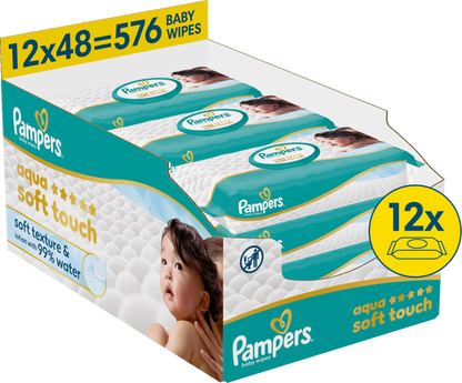 Pampers Aqua Soft Touch lingettes (12 x 48 pièces) carton