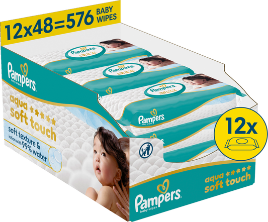 Pampers Aqua Soft Touch lingettes (12 x 48 pièces) carton