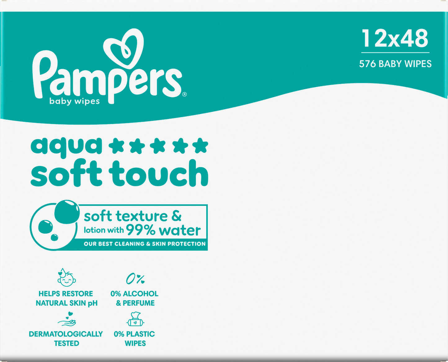 Pampers Aqua Soft Touch lingettes (12 x 48 pièces) carton