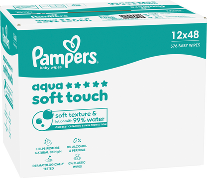 Pampers Aqua Soft Touch lingettes (12 x 48 pièces) carton