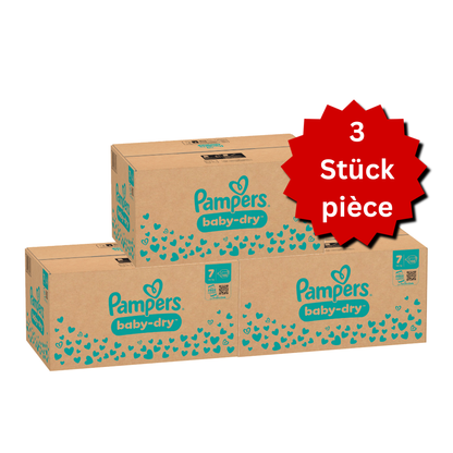 Pampers Baby-Dry T7 XXL 15+kg (3x132 pces) PROMOTION 3 boîtes mensuelles