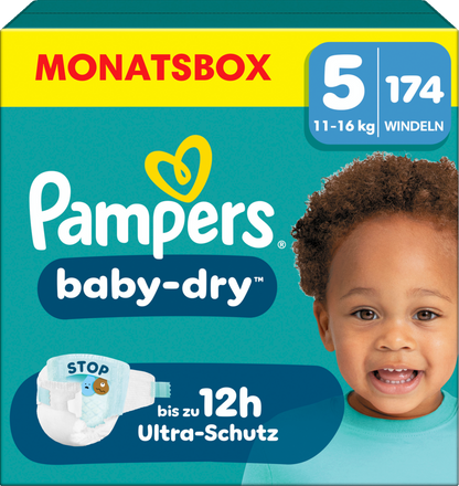 Pampers Baby-Dry T5 Junior 11-16kg (3x174 pces) PROMOTION 3 boîtes mensuelles