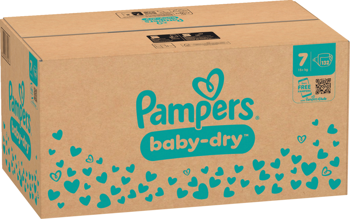 Pampers Baby-Dry T7 XXL 15+kg (3x132 pces) PROMOTION 3 boîtes mensuelles