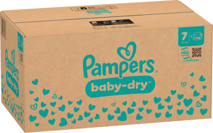 Pampers Baby-Dry T7 XXL 15+kg (3x132 pces) PROMOTION 3 boîtes mensuelles