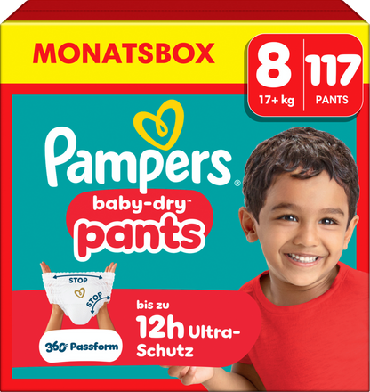 Pampers Baby-Dry PANTS T8 XXXL 17+kg (3x117 pces) PROMOTION 3 boîtes mensuelles