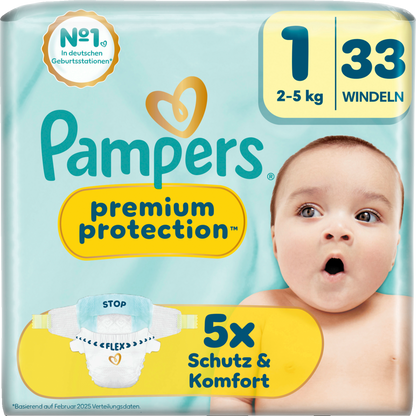 Pampers Premium Protection T1 Newborn (2–5 kg) (33 pces) Sachet