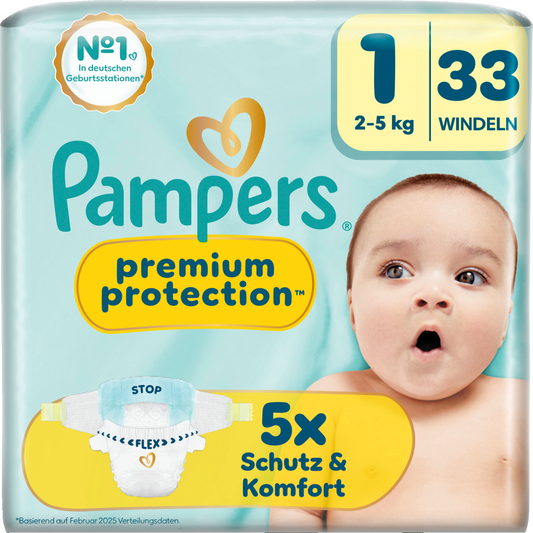 Pampers Premium Protection T1 Newborn (2–5 kg) (33 pces) Sachet