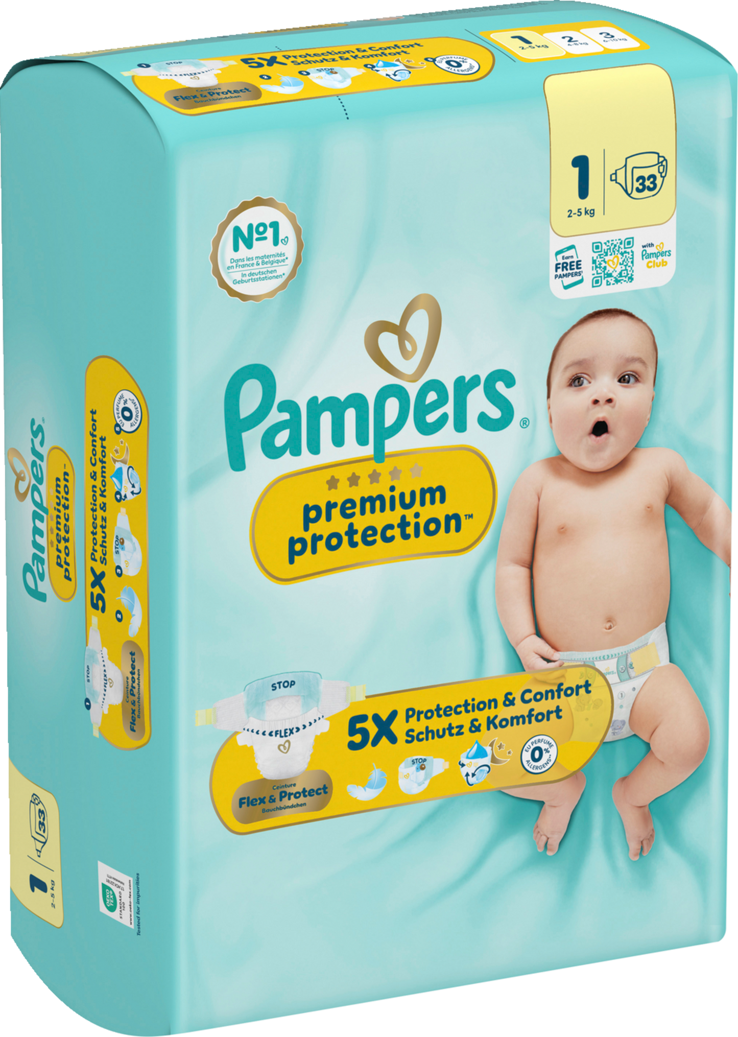 Pampers Premium Protection T1 Newborn (2–5 kg) (33 pces) Sachet