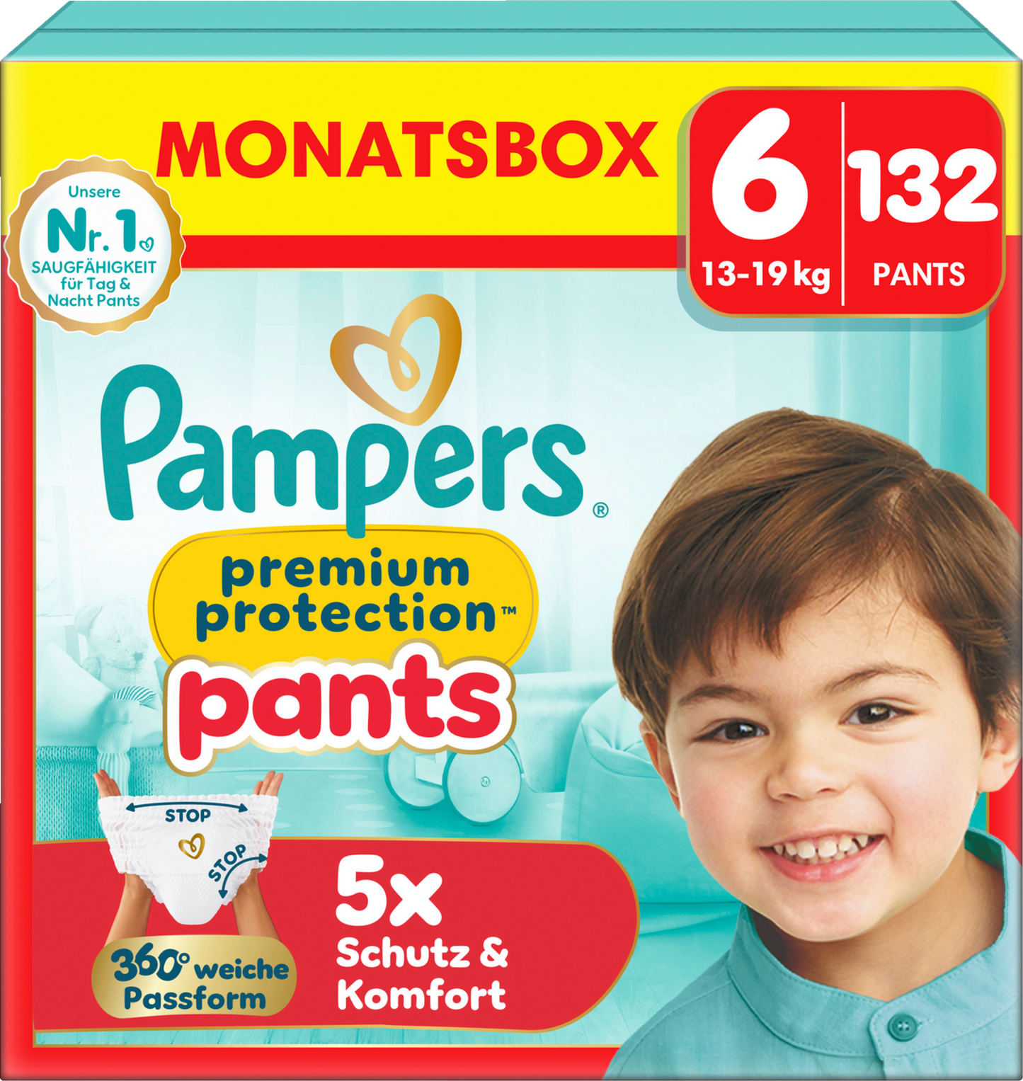 Pampers Premium Protection Pants T6 Extra Large 13-19kg (3x132 pces) PROMOTION 3 boîtes mensuelles