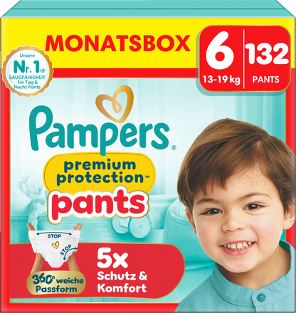 Pampers Premium Protection Pants T6 Extra Large 13-19kg (3x132 pces) PROMOTION 3 boîtes mensuelles