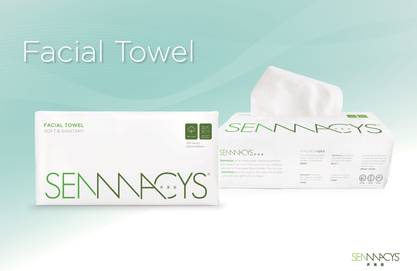 Senmacys Lingettes nettoyantes pour le visage (100 pces)