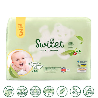 Swilet - La couche Écologiques T3 Midi 5-9Kg (6x 44 pces) Carton