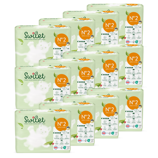 Swilet - La couche Écologiques  T2 Mini 3-6Kg (12x 42 pces) Carton Double 