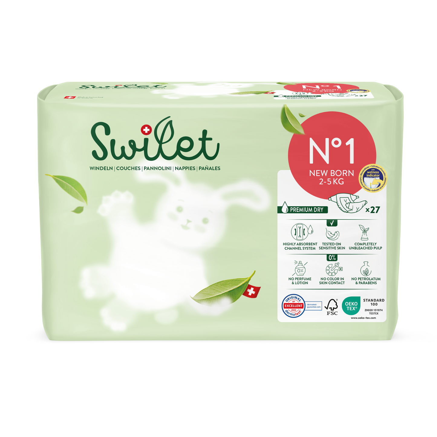 Swilet - La couche Écologiques T1 Newborn 2-5Kg (27 pcs) Sachet