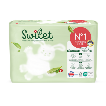 Swilet - La couche Écologiques T1 Newborn 2-5Kg (27 pcs) Sachet