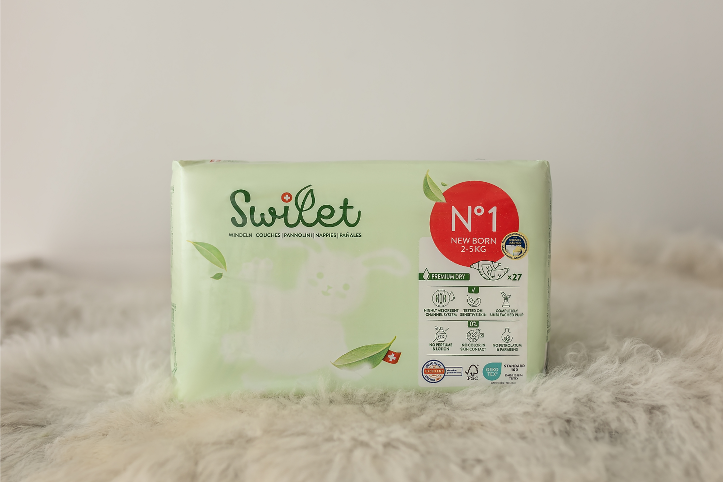 Swilet - La couche Écologiques T1 Newborn 2-5Kg (27 pcs) Sachet