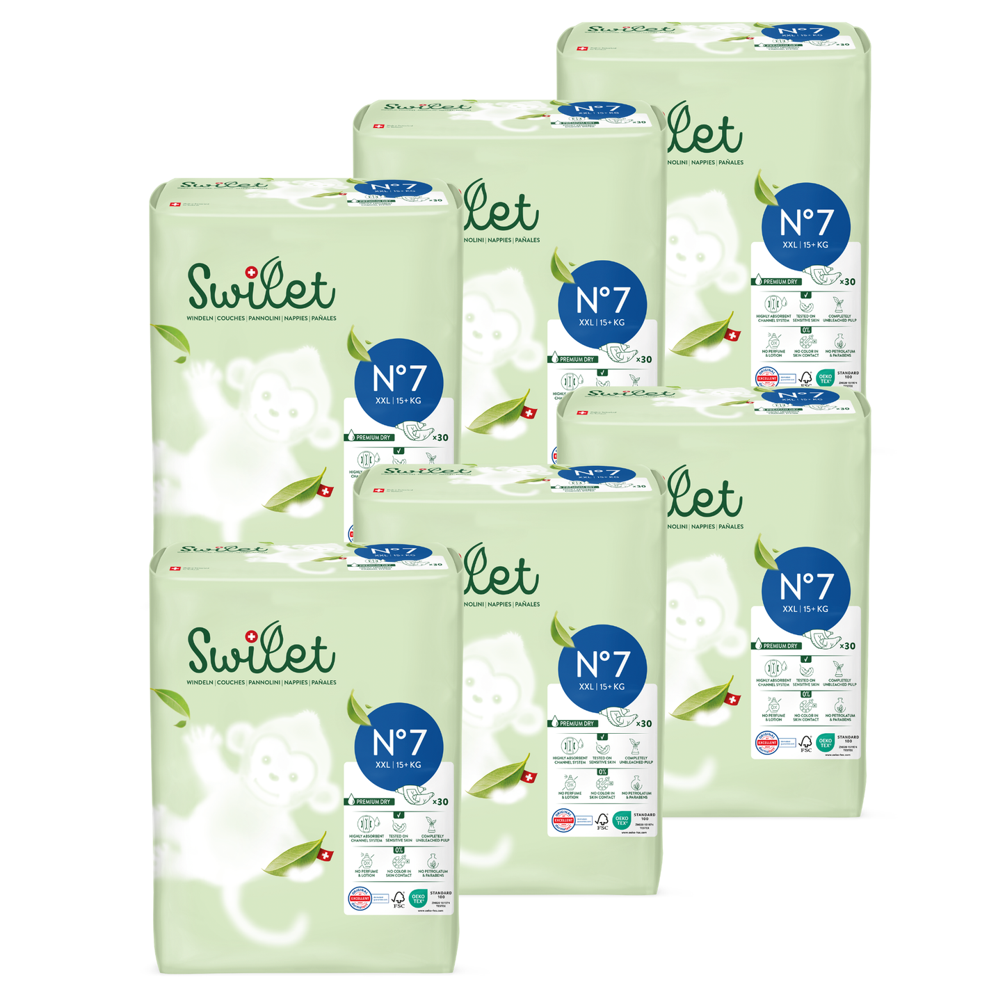 Swilet - La Couche Écologiques T7 XXL 15+Kg (6x 30 pces) Carton