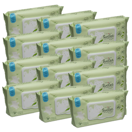 Swilet Lingettes humides Bio (12 x 72 pces) Carton