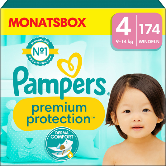 Pampers Premium Protection T4 Maxi 9-14kg (174 pces) Pack mensuel